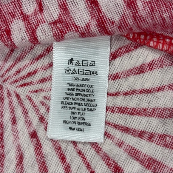 Joie 100% Linen Short Sleeve Tee Tropical Leaves Women’s Small Red Cream - Picture 5 of 7